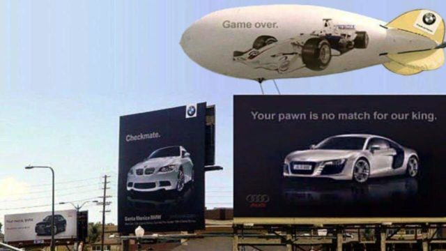 BMW VS Audi - Billboard Ad War Ambushing