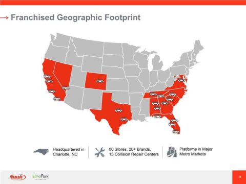 Sonic Automotive Inc Franchise Geographic Footprint
